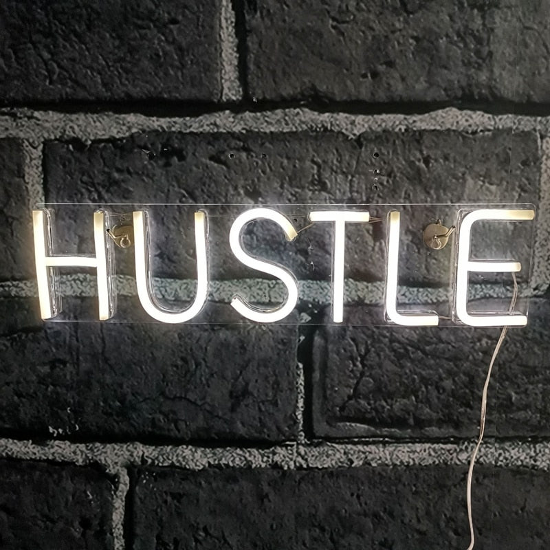 “HUSTLE” LED Neon Sign